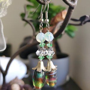 Aurora Borealis Art Deco Crystal Earrings